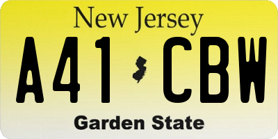 NJ license plate A41CBW