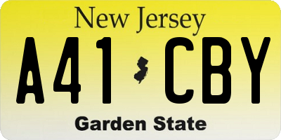 NJ license plate A41CBY
