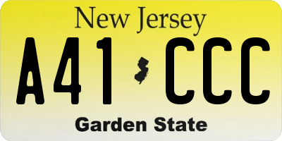NJ license plate A41CCC