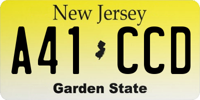 NJ license plate A41CCD