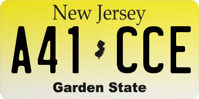 NJ license plate A41CCE