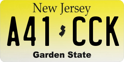 NJ license plate A41CCK