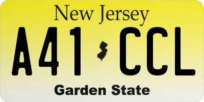 NJ license plate A41CCL