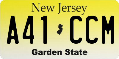 NJ license plate A41CCM