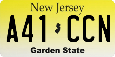 NJ license plate A41CCN