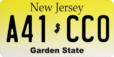 NJ license plate A41CCO