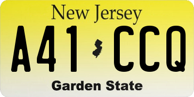 NJ license plate A41CCQ