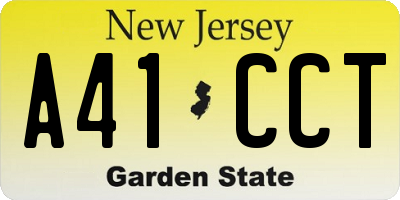 NJ license plate A41CCT