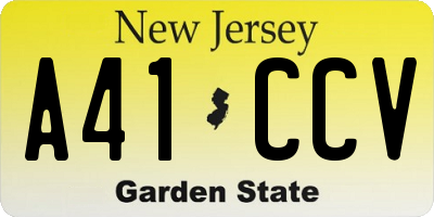 NJ license plate A41CCV
