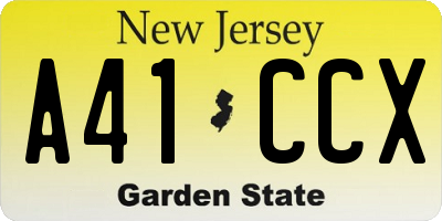 NJ license plate A41CCX