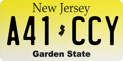 NJ license plate A41CCY
