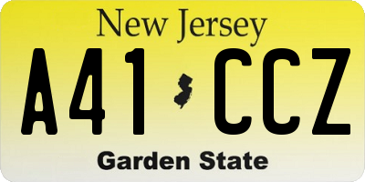 NJ license plate A41CCZ