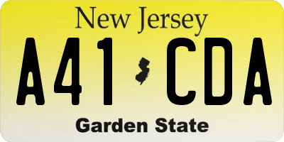 NJ license plate A41CDA