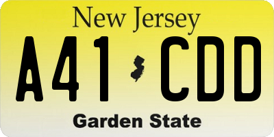 NJ license plate A41CDD