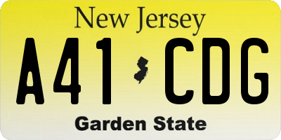 NJ license plate A41CDG