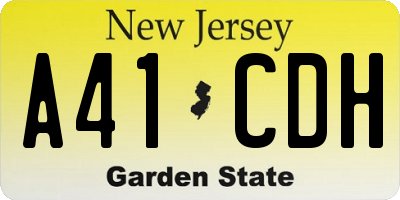 NJ license plate A41CDH