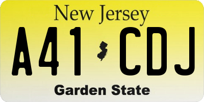 NJ license plate A41CDJ