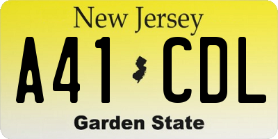 NJ license plate A41CDL