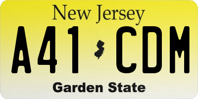 NJ license plate A41CDM