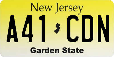 NJ license plate A41CDN