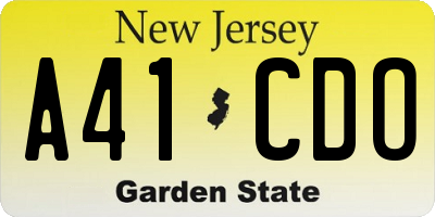 NJ license plate A41CDO