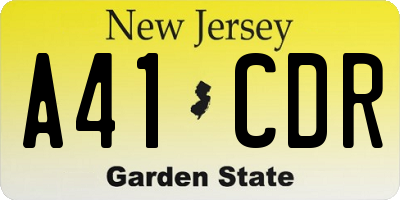 NJ license plate A41CDR