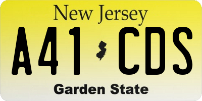 NJ license plate A41CDS