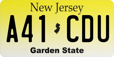 NJ license plate A41CDU