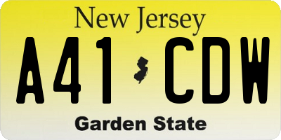 NJ license plate A41CDW