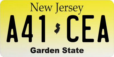 NJ license plate A41CEA