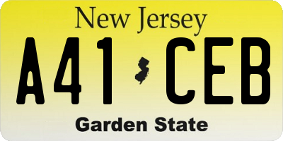 NJ license plate A41CEB