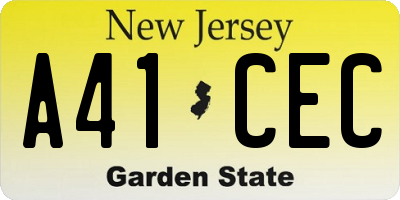 NJ license plate A41CEC
