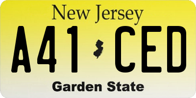 NJ license plate A41CED
