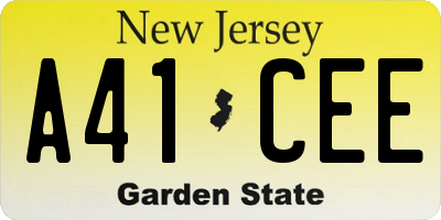 NJ license plate A41CEE