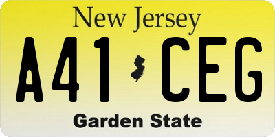 NJ license plate A41CEG