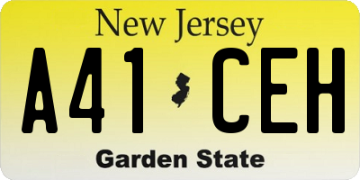 NJ license plate A41CEH