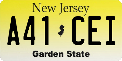 NJ license plate A41CEI