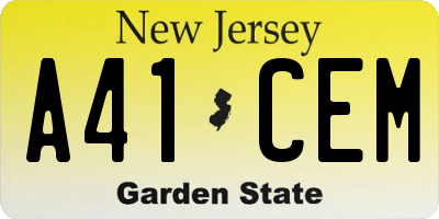 NJ license plate A41CEM