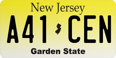 NJ license plate A41CEN