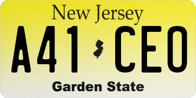 NJ license plate A41CEO