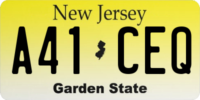 NJ license plate A41CEQ