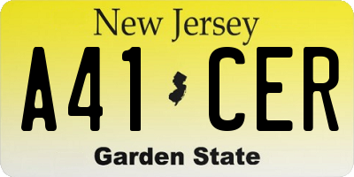 NJ license plate A41CER