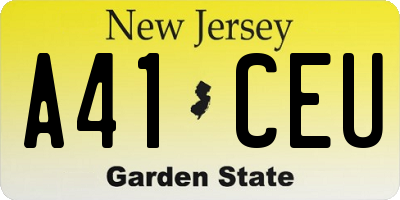 NJ license plate A41CEU