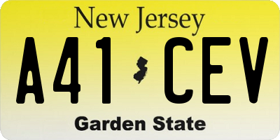NJ license plate A41CEV