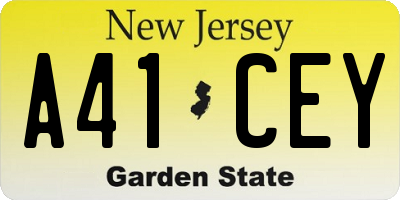 NJ license plate A41CEY