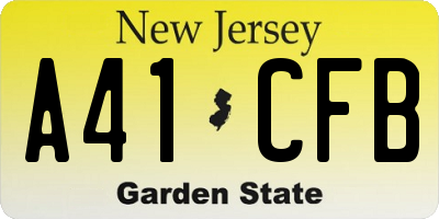 NJ license plate A41CFB