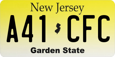 NJ license plate A41CFC