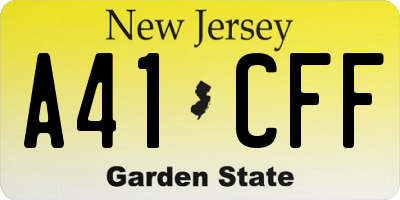 NJ license plate A41CFF
