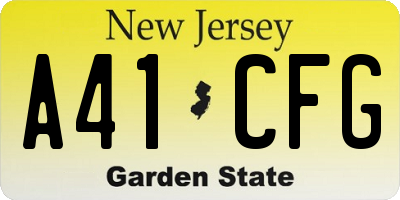 NJ license plate A41CFG