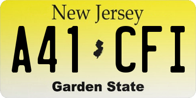 NJ license plate A41CFI